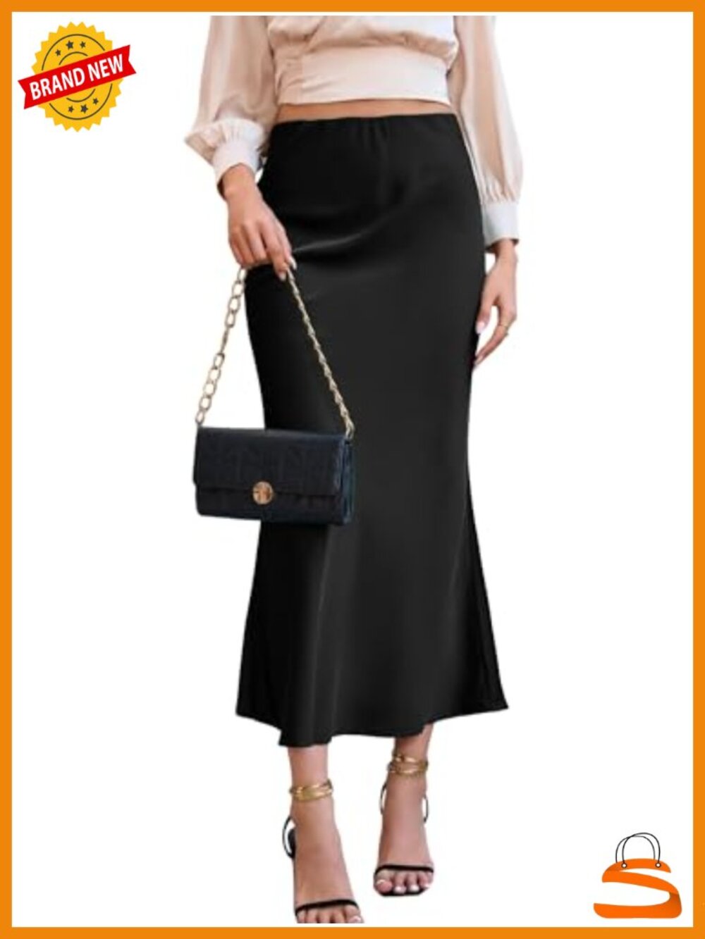 Elegant Satin Fishtail Maxi Skirt High Waist Long Silk Casual Skirts Party